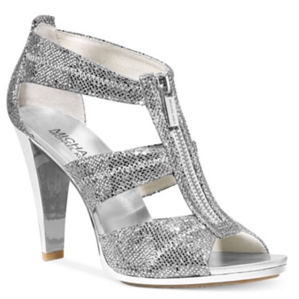 SEXY Michael Kors Silver Glitter, zipper heels